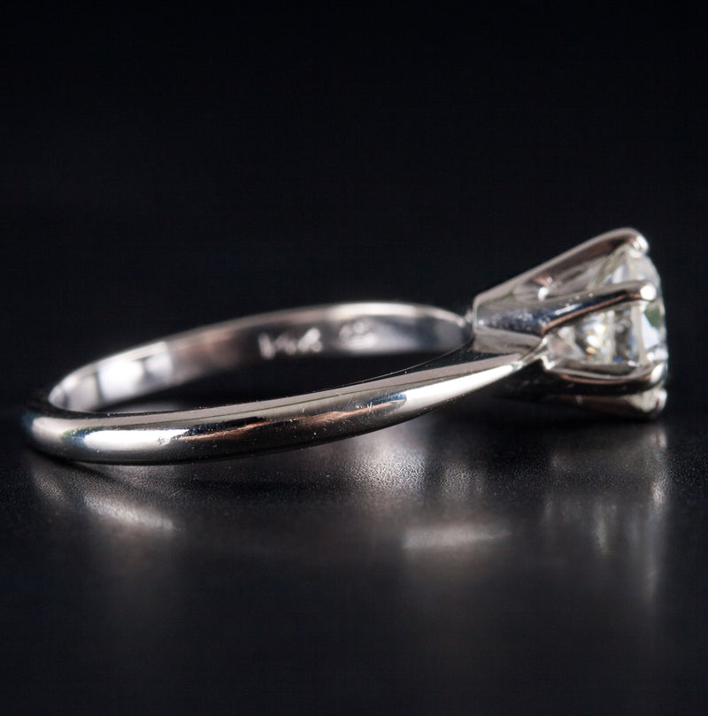 14k White Gold K VS2 Round Diamond Solitaire Engagement Ring .80ct 2.12g