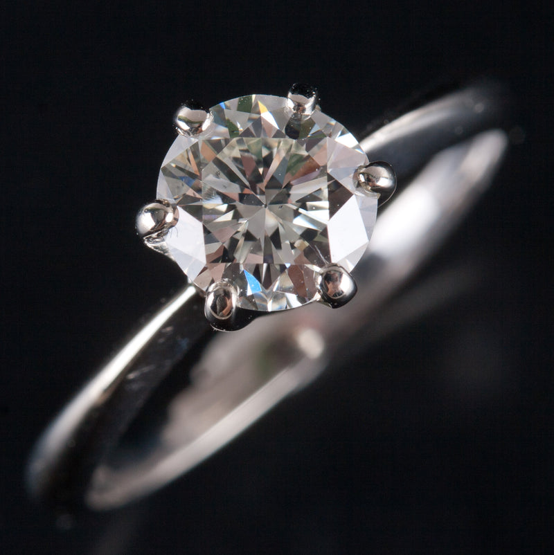 14k White Gold K VS2 Round Diamond Solitaire Engagement Ring .80ct 2.12g