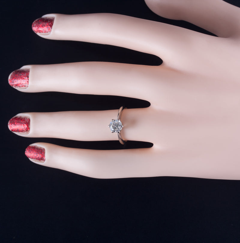 14k White Gold K VS2 Round Diamond Solitaire Engagement Ring .80ct 2.12g