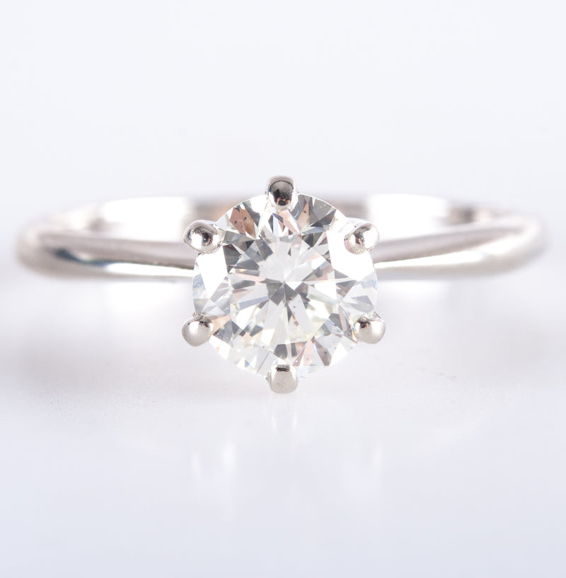 14k White Gold K VS2 Round Diamond Solitaire Engagement Ring .80ct 2.12g