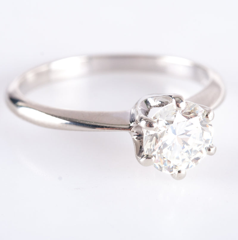 14k White Gold K VS2 Round Diamond Solitaire Engagement Ring .80ct 2.12g