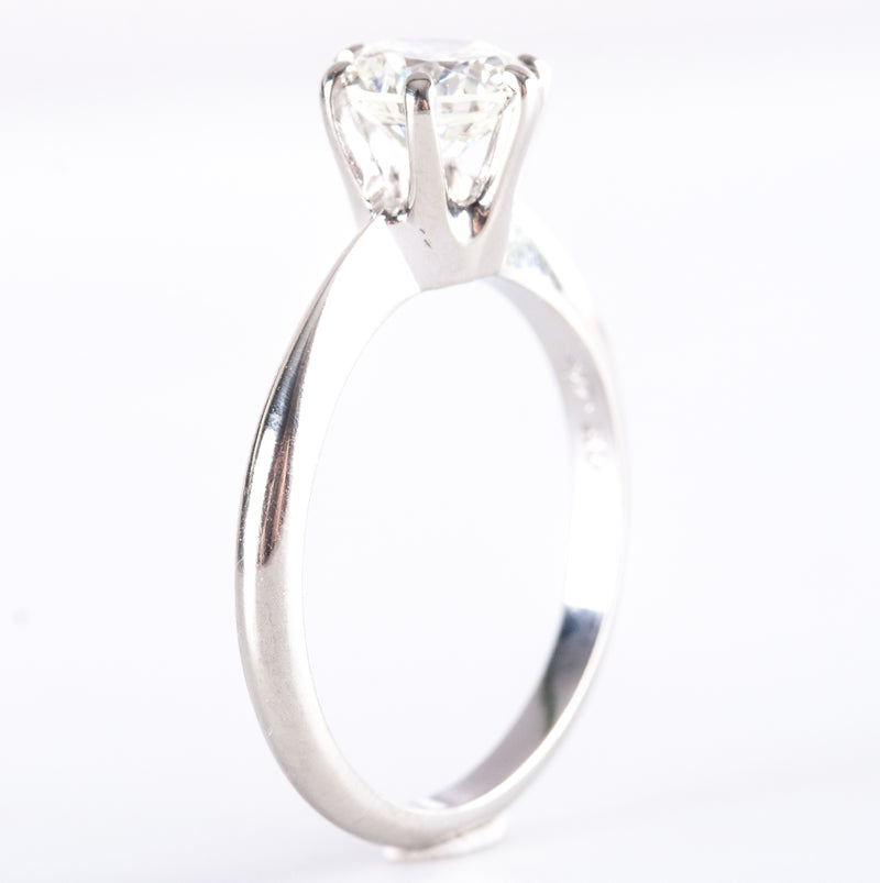 14k White Gold K VS2 Round Diamond Solitaire Engagement Ring .80ct 2.12g