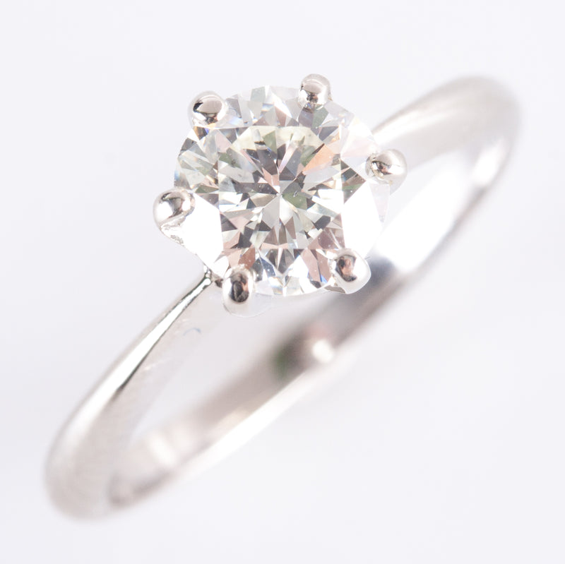 14k White Gold K VS2 Round Diamond Solitaire Engagement Ring .80ct 2.12g