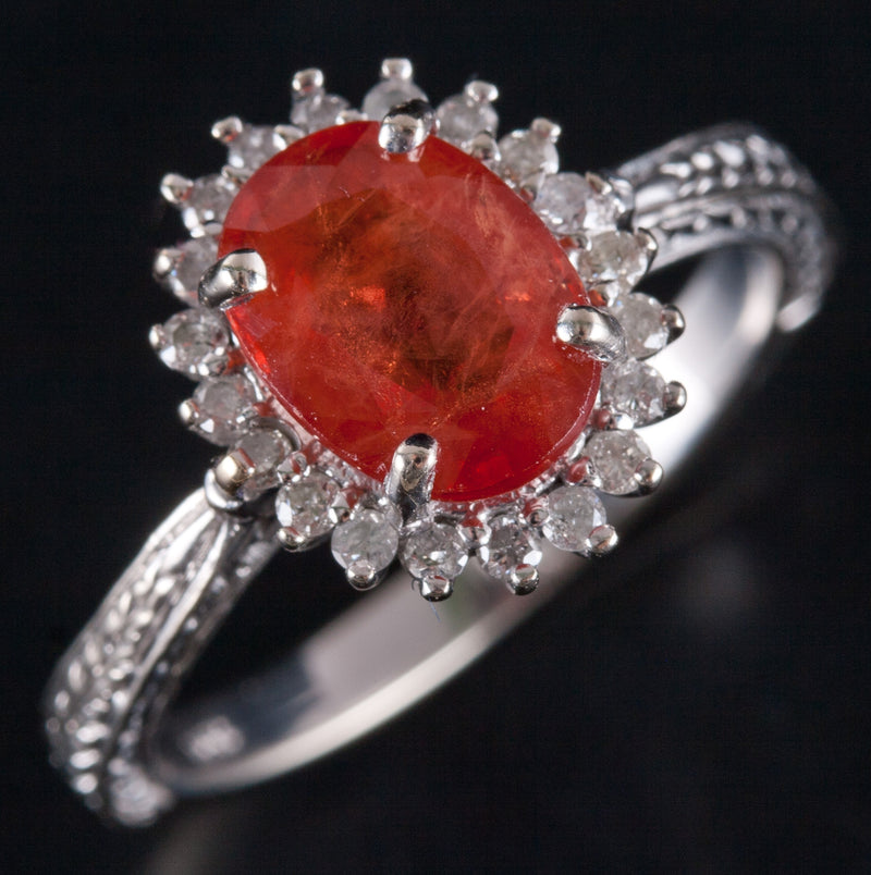 14k Yellow Gold Oval Orange Sapphire Diamond Halo Cocktail Ring 3.21ctw 3.73g