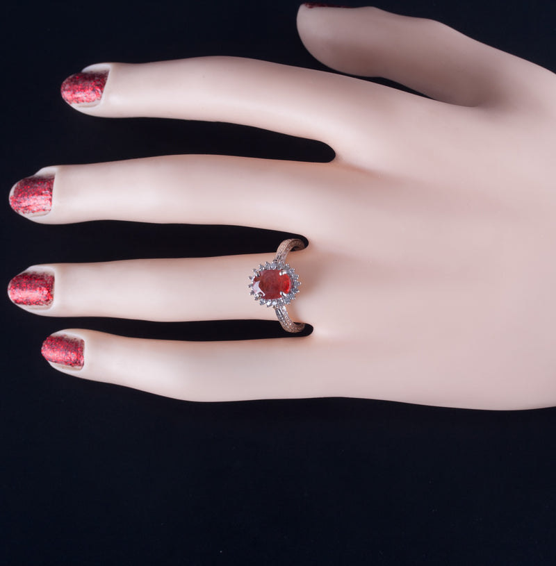 14k Yellow Gold Oval Orange Sapphire Diamond Halo Cocktail Ring 3.21ctw 3.73g