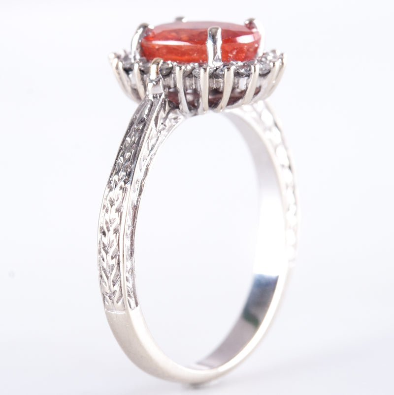 14k Yellow Gold Oval Orange Sapphire Diamond Halo Cocktail Ring 3.21ctw 3.73g