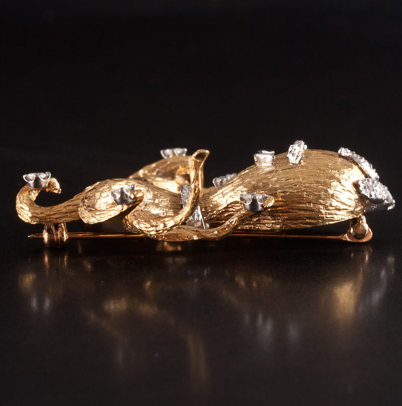 18k Yellow Gold Platinum Round Diamond Octopus Style Brooch Pin .66ctw 18.1g