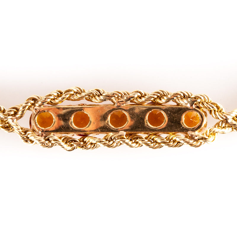 14k Yellow Gold Round Orange Citrine Rope Bracelet .55ctw 6.5" Length 2.75g