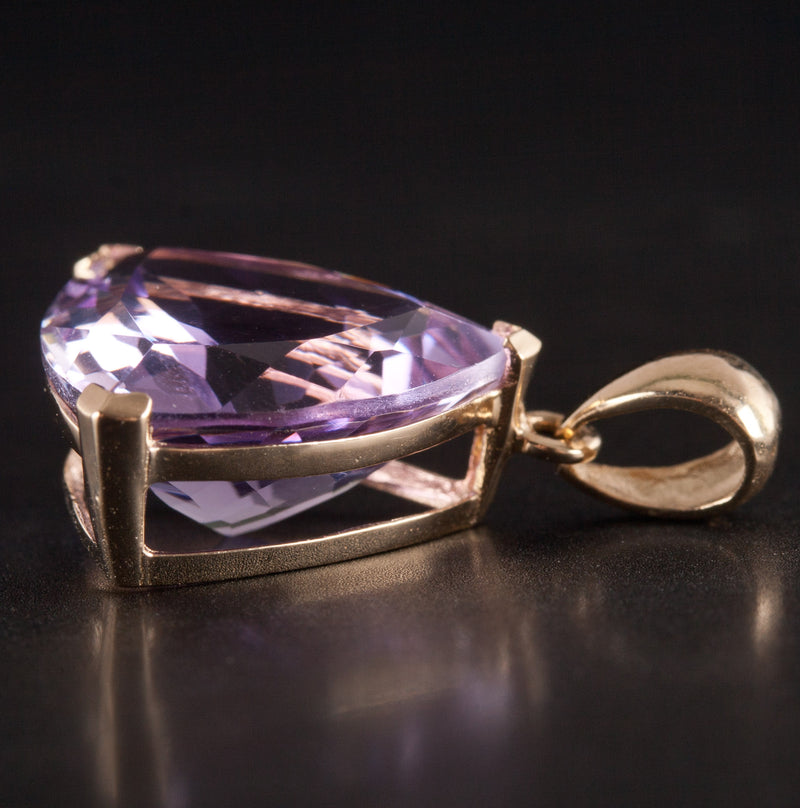 14k Yellow Gold Trillion Amethyst Solitaire Style Pendant 8.05ctw 2.82g