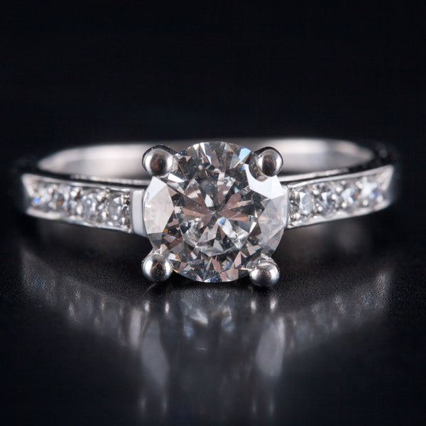 950 Platinum F SI1 Round Diamond Engagement Ring W/ EGL Cert 1.03ctw 4.05g