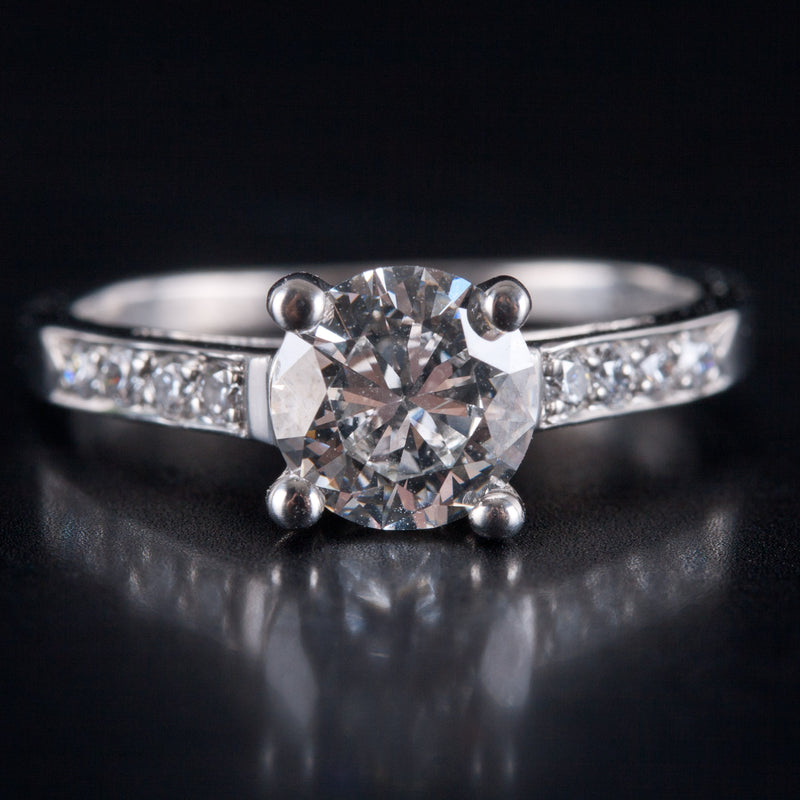 950 Platinum F SI1 Round Diamond Engagement Ring W/ EGL Cert 1.03ctw 4.05g