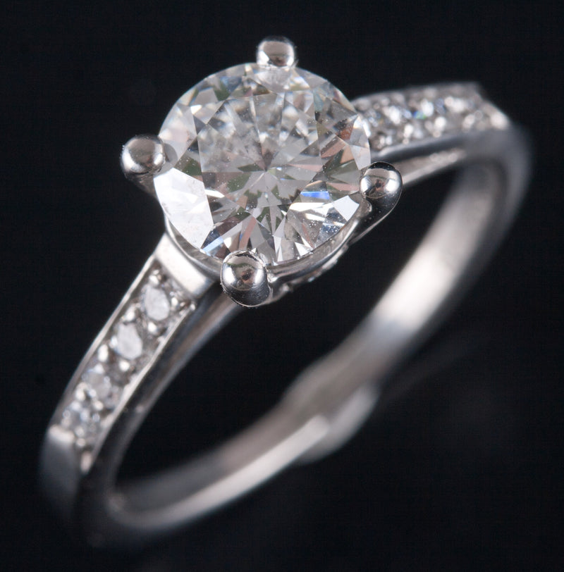 950 Platinum F SI1 Round Diamond Engagement Ring W/ EGL Cert 1.03ctw 4.05g