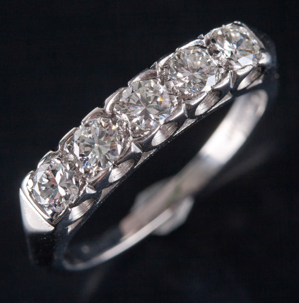 Vintage 1950's Platinum Round H SI1 Diamond Wedding Anniversary Ring .40ctw