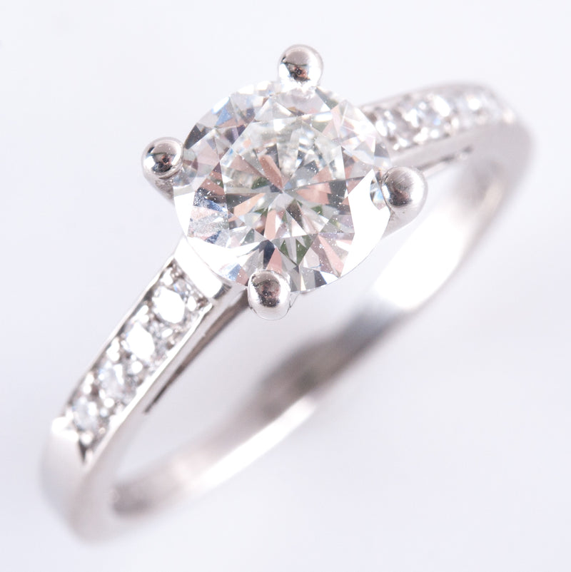950 Platinum F SI1 Round Diamond Engagement Ring W/ EGL Cert 1.03ctw 4.05g