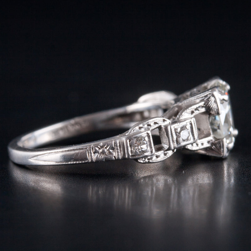 Vintage 1920's 950 Platinum Old Euro Diamond Engagement Ring 1.09ctw 3.47g