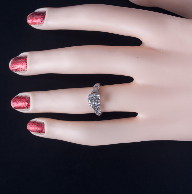 Vintage 1920's 950 Platinum Old Euro Diamond Engagement Ring 1.09ctw 3.47g