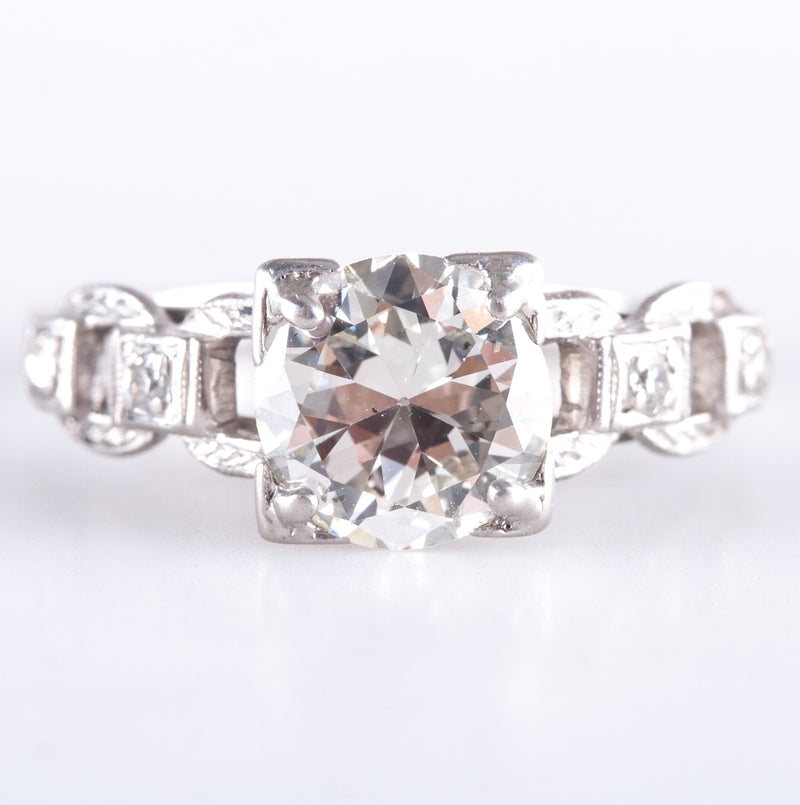 Vintage 1920's 950 Platinum Old Euro Diamond Engagement Ring 1.09ctw 3.47g