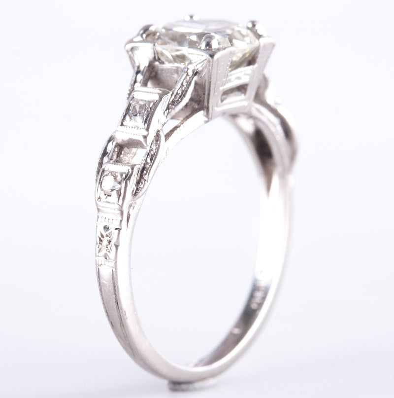 Vintage 1920's 950 Platinum Old Euro Diamond Engagement Ring 1.09ctw 3.47g