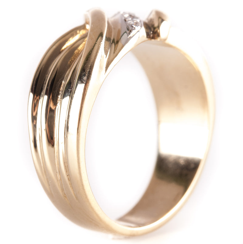14k Yellow White Gold Round H SI2 Diamond Wedding Band Ring .05ctw 8.85g