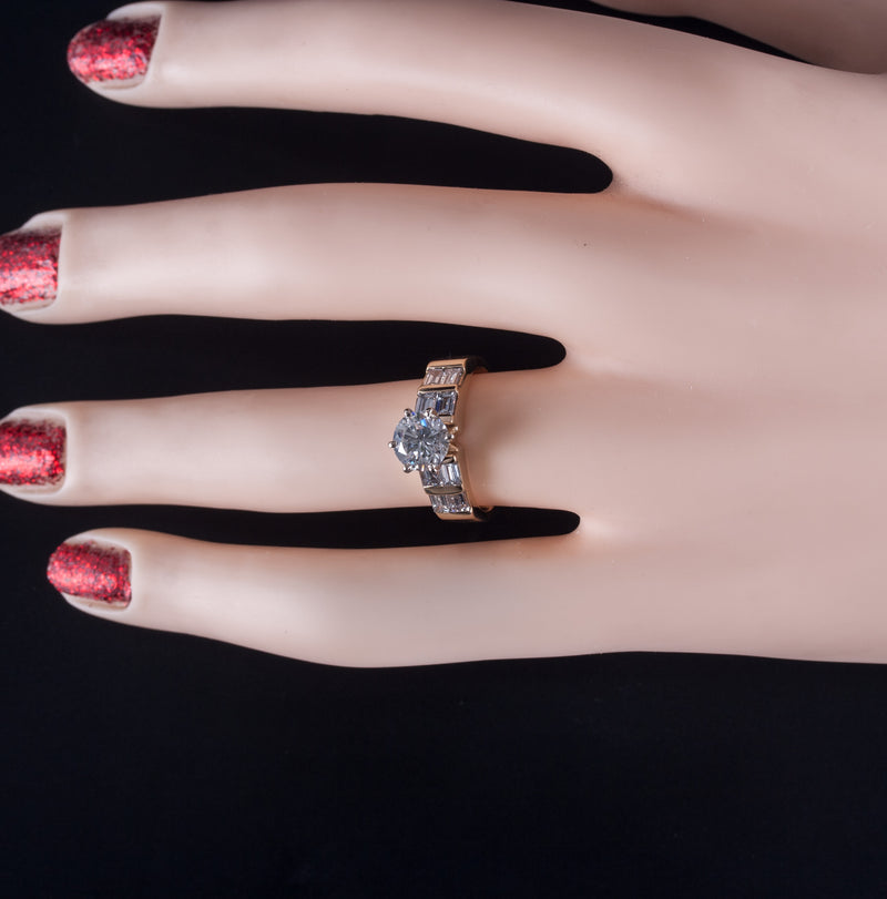18k Yellow Gold Round & Baguette E VS2 Diamond Engagement Ring 2.0ctw 5.18g