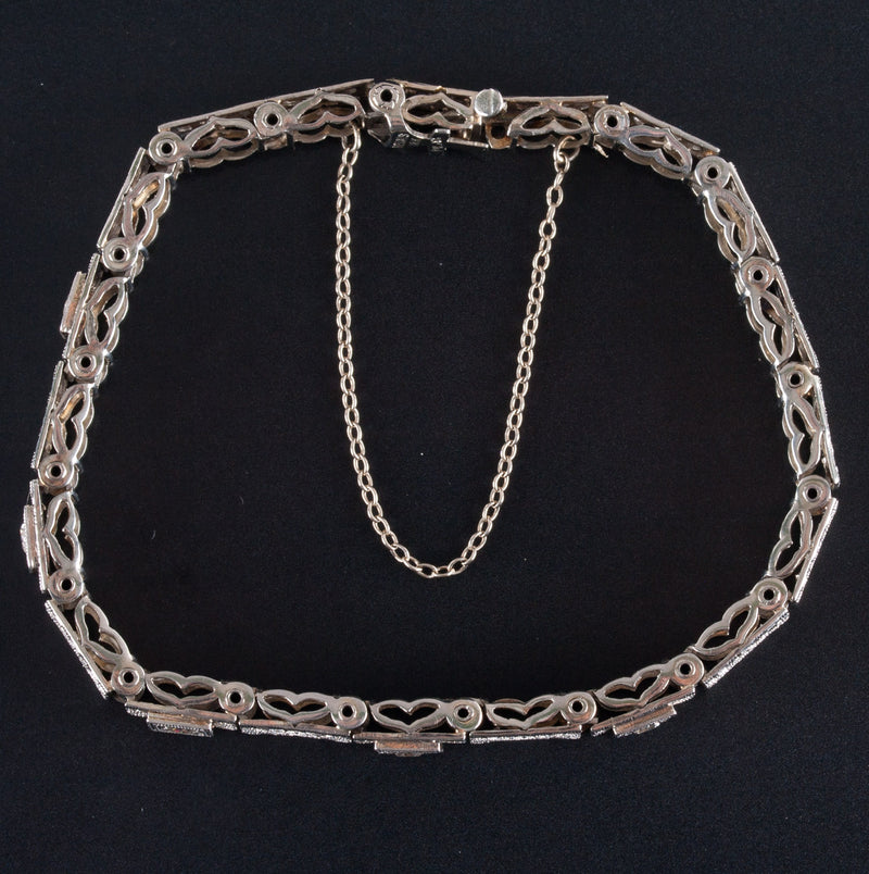 Vintage 1920's 18k White Gold Old Euro Diamond Filigree Bracelet .30ctw 9.84g