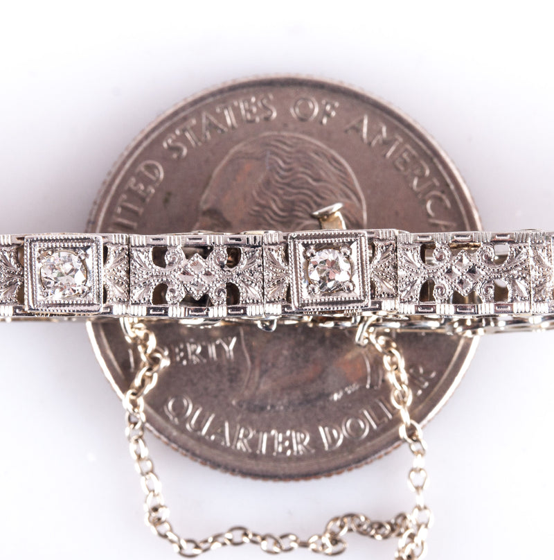 Vintage 1920's 18k White Gold Old Euro Diamond Filigree Bracelet .30ctw 9.84g