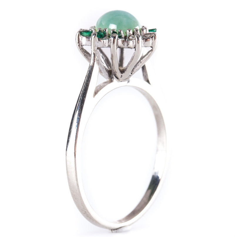 10k White Gold Lab-Created Star Sapphire Emerald Diamond Halo Ring .23ctw 3.1g