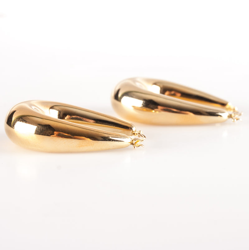 14k Yellow Gold Italian Milor Large Hollow Hoop Earrings 5.9g W/ Saddlebacks