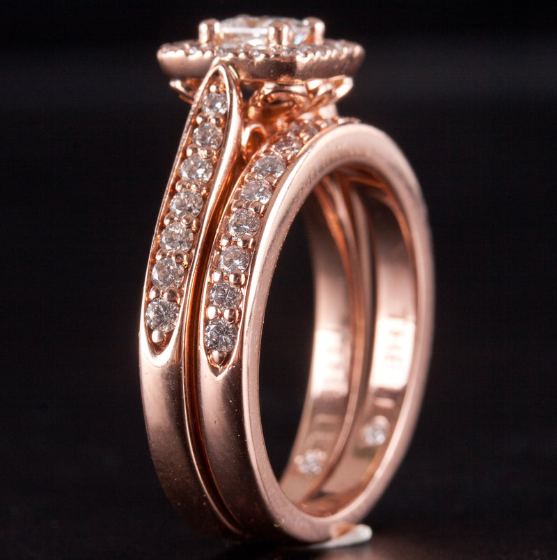 14k Rose Gold Leo Bridal Collection F VS2 Diamond Engagement Wedding Ring Set