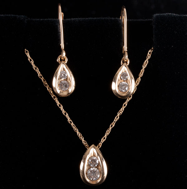 14k White Gold Round Diamond Necklace Earring Set .50ctw 4.25g 18" Length