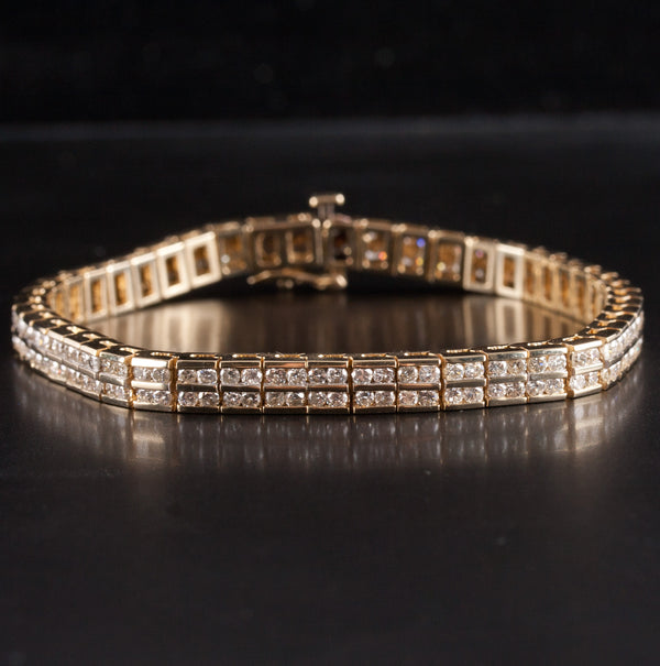 14k Yellow Gold Round H SI2 Diamond Tennis Bracelet 1.92ctw 7" Length 17.7g