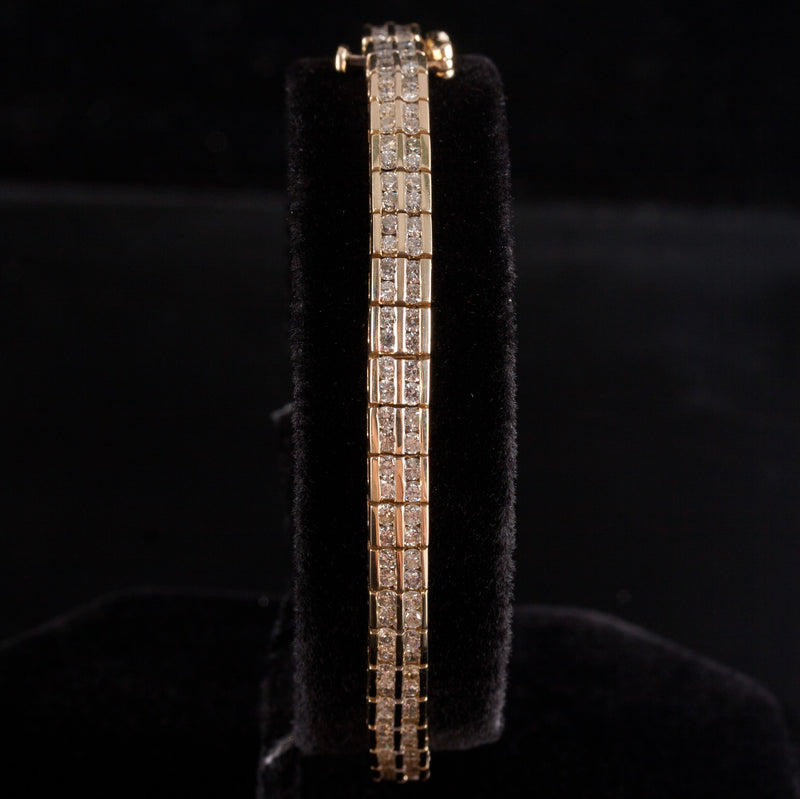 14k Yellow Gold Round H SI2 Diamond Tennis Bracelet 1.92ctw 7" Length 17.7g