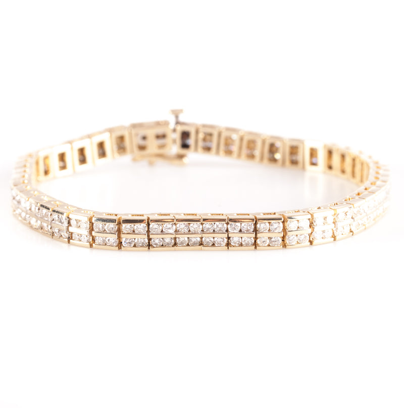 14k Yellow Gold Round H SI2 Diamond Tennis Bracelet 1.92ctw 7" Length 17.7g