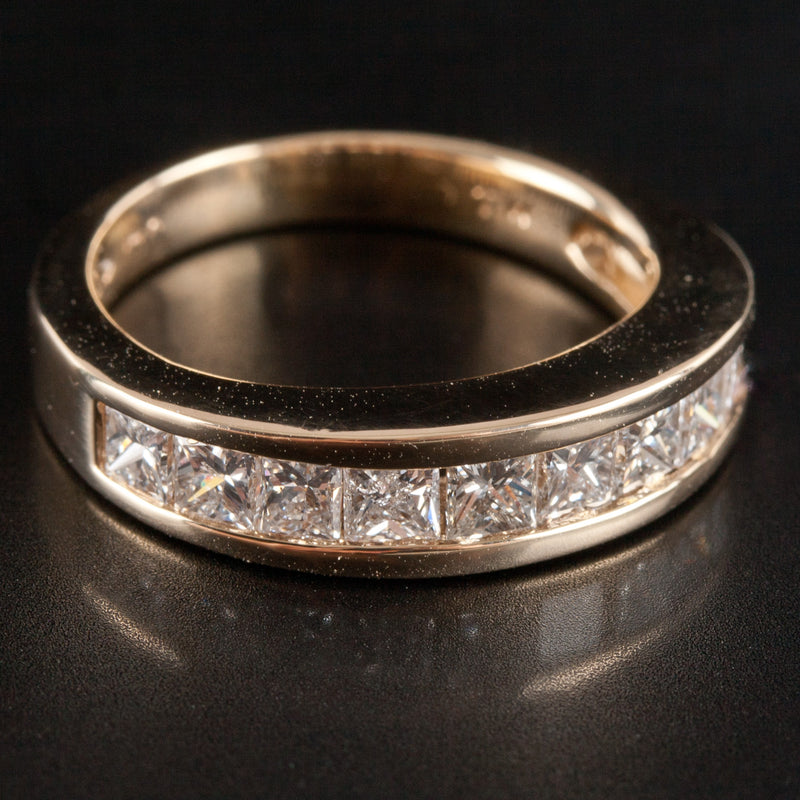14k Yellow Gold Princess H SI2 Diamond Channel Set Wedding Ring .88ctw 4.08g