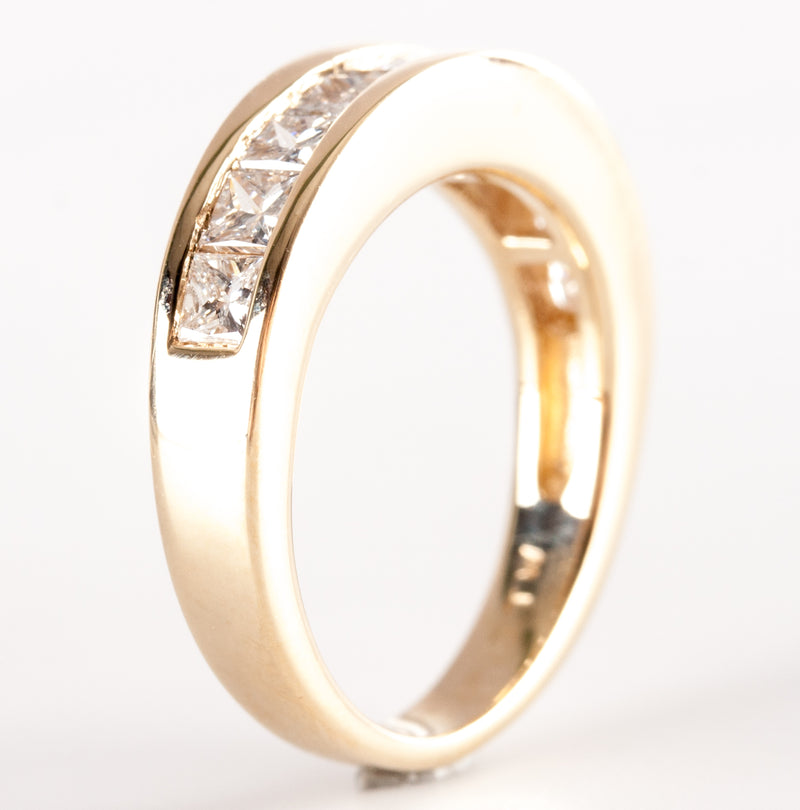 14k Yellow Gold Princess H SI2 Diamond Channel Set Wedding Ring .88ctw 4.08g
