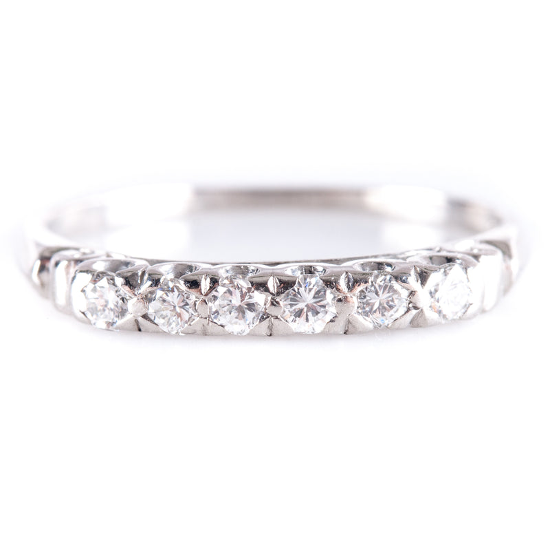 .900 Platinum Round H SI1 Diamond Wedding Band Ring .12ctw 2.9g