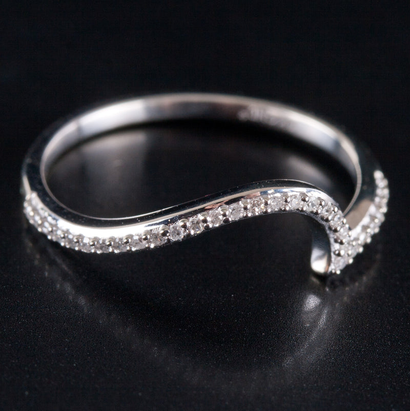 10k White Gold Round I SI2 Diamond Wedding Band Ring .075ctw 1.40g