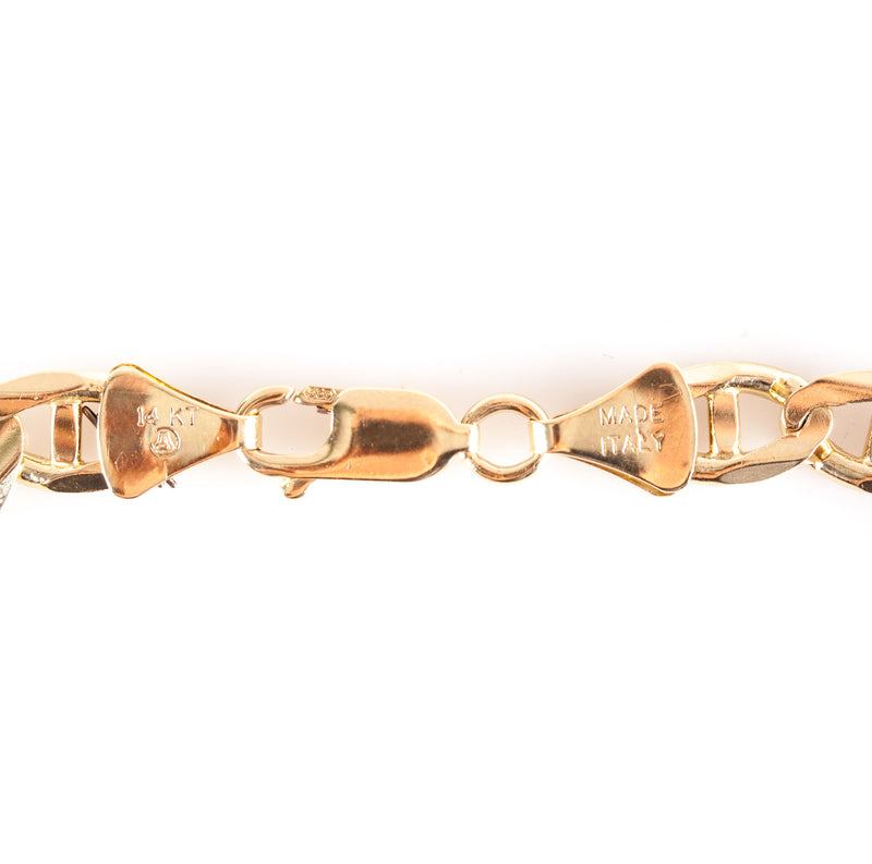 14k Yellow Gold Italian Flat Anchor Chain Bracelet 12.5g 8" Length 6.7mm Width