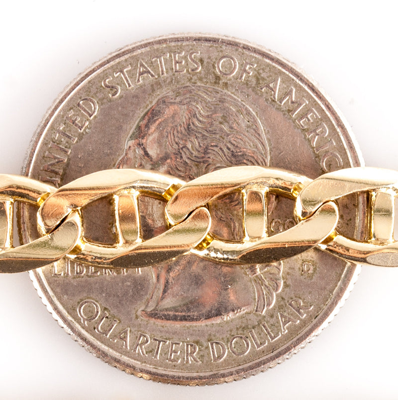 14k Yellow Gold Italian Flat Anchor Chain Bracelet 12.5g 8" Length 6.7mm Width