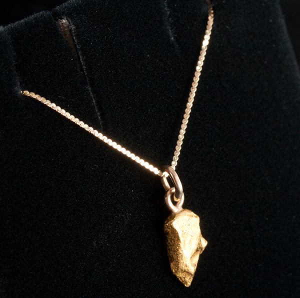 20k / 14k Yellow Gold Natural Gold Nugget Pendant W/ 16" Chain 2.45g