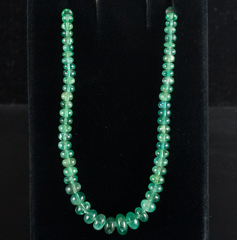 Round Button Emerald Graduated Style Necklace W/ 36"-20" Adjustable Cord 46.2ctw