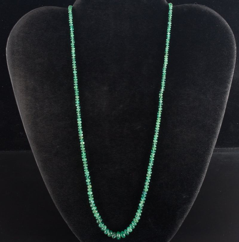 Round Button Emerald Graduated Style Necklace W/ 36"-20" Adjustable Cord 46.2ctw