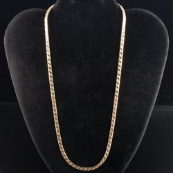 14k Yellow Gold Herringbone Etched Chain Necklace W/ Lobster Clasp 20" 16.8g