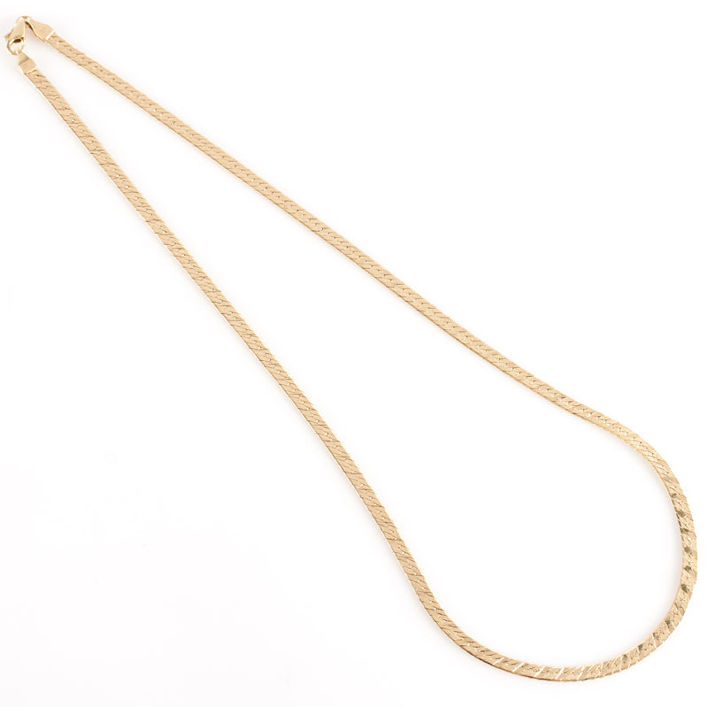 14k Yellow Gold Herringbone Etched Chain Necklace W/ Lobster Clasp 20" 16.8g