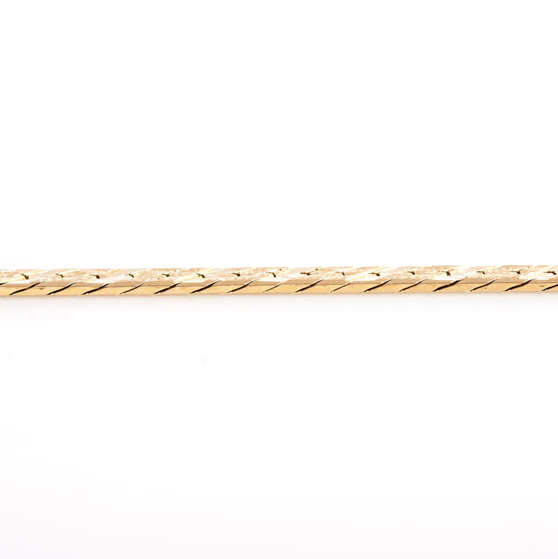 14k Yellow Gold Herringbone Etched Chain Necklace W/ Lobster Clasp 20" 16.8g