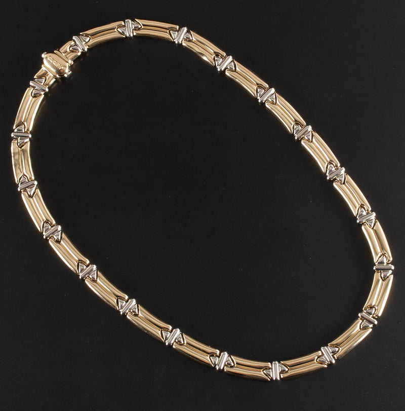 Chimento 18k Yellow White Gold Italian Hollow Large Link Necklace 35.5g 18"