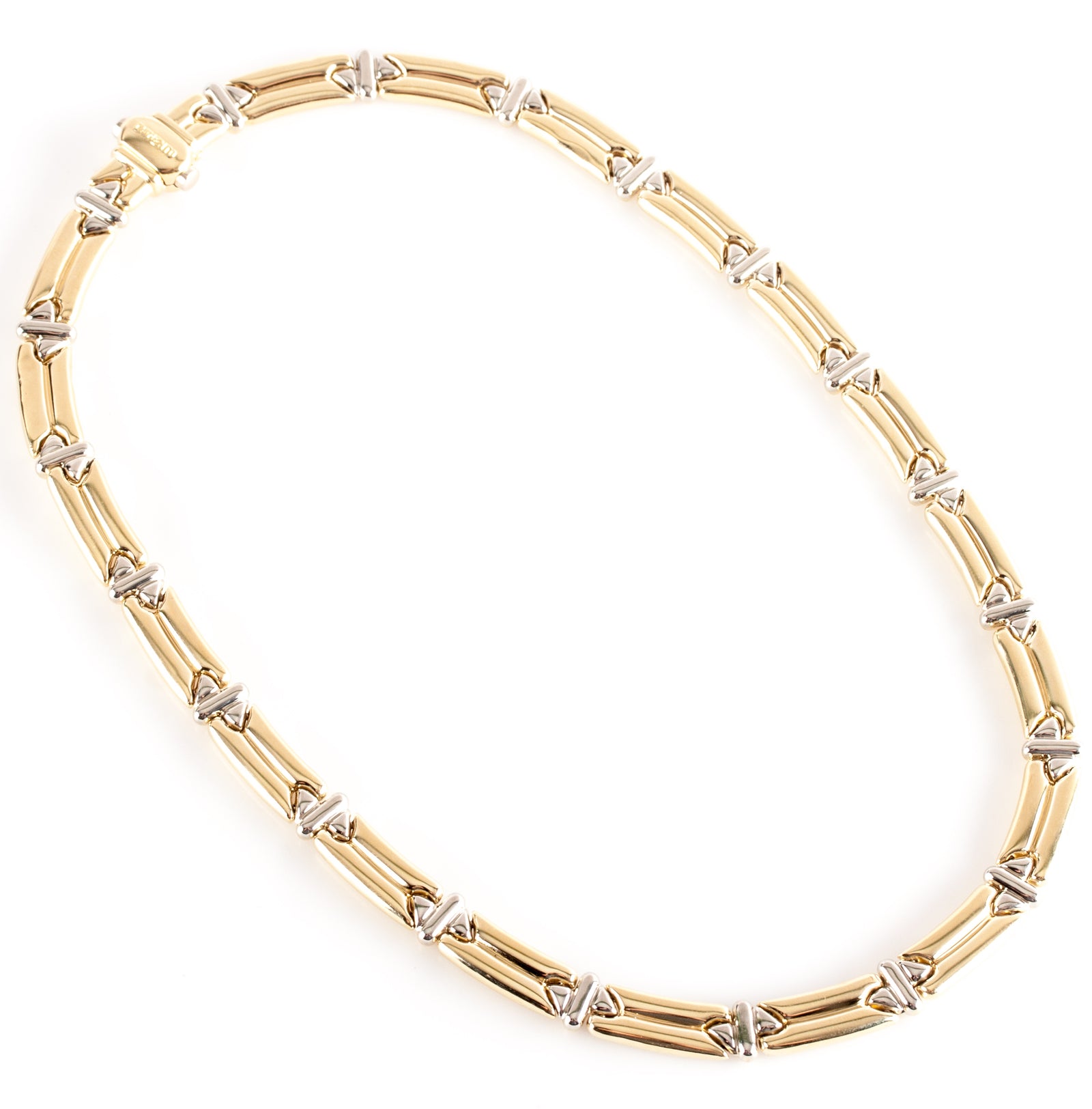 Chimento 18k Yellow White Gold Italian Hollow Large Link Necklace