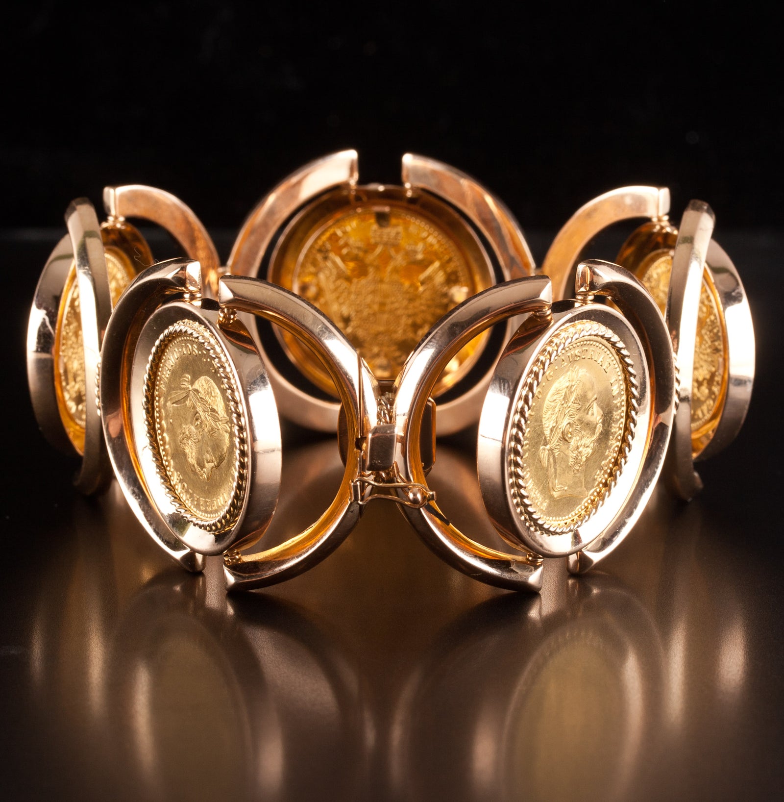 18k Yellow Gold Austria One Ducat 1915 Gold Coins Hinged Style