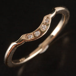 14k Yellow Gold Round H SI1 Diamond Bezel Set Wedding Ring .02ctw 1.35g