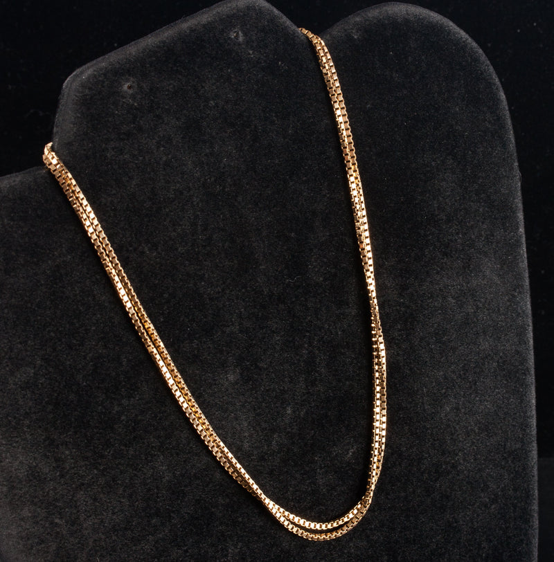 18k Yellow Gold Long Box Chain Necklace W/ Spring Ring Clasp 27.5" Length 11.73g